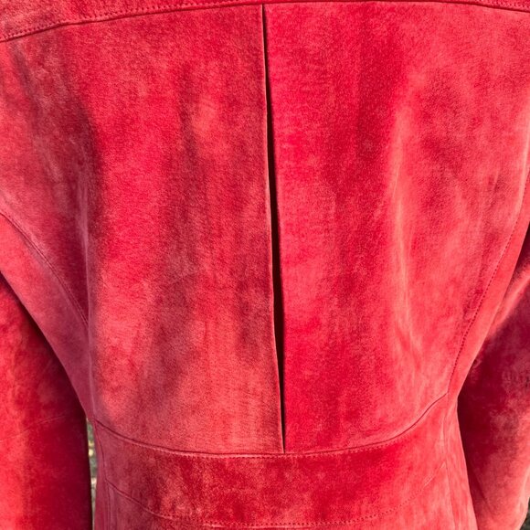 Liz Claiborne Womens Red Suede Leather Blazer Classic Tailored Jacket Size M - Picture 9 of 12